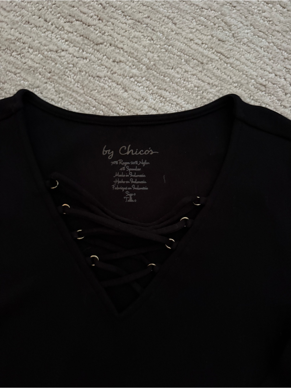 Chico's Black Lace-Up Front sweater black size 0 a 4-6 equivalent misses size